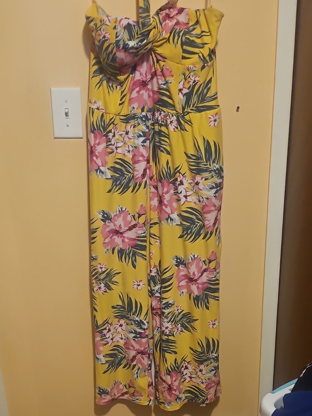 Yellow Floral Strapless Jumpsuit